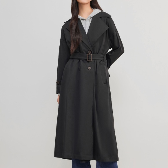 Cider trench coat full length Black Small - Picture 3 of 11